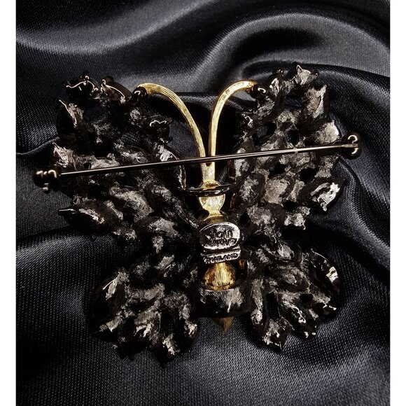 Vintage Joan Rivers Brooch Pink Crystal Butterfly Statement Pin - Picture 5 of 5
